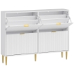SCARPIERA SLIM PER 20 PAIA DI SCARPE CON 4 CASSETTI A RIBALTA E RIPIANI REGOLABILI, 105X24X91.5 CM, BIANCO