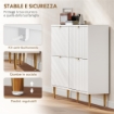SCARPIERA SLIM PER 20 PAIA DI SCARPE CON 4 CASSETTI A RIBALTA E RIPIANI REGOLABILI, 105X24X91.5 CM, BIANCO