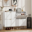 SCARPIERA SLIM PER 20 PAIA DI SCARPE CON 4 CASSETTI A RIBALTA E RIPIANI REGOLABILI, 105X24X91.5 CM, BIANCO