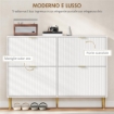 SCARPIERA SLIM PER 20 PAIA DI SCARPE CON 4 CASSETTI A RIBALTA E RIPIANI REGOLABILI, 105X24X91.5 CM, BIANCO