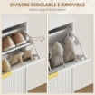 SCARPIERA SLIM PER 20 PAIA DI SCARPE CON 4 CASSETTI A RIBALTA E RIPIANI REGOLABILI, 105X24X91.5 CM, BIANCO