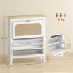 SCARPIERA SLIM STILE BOHO CON 2 CASSETTI RIBALTABILI PER 14 PAIA DI SCARPE, 80X24X95.5 CM, BIANCO