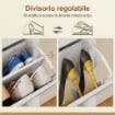 SCARPIERA SLIM STILE BOHO CON 2 CASSETTI RIBALTABILI PER 14 PAIA DI SCARPE, 80X24X95.5 CM, BIANCO