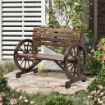 PANCHINA DA GIARDINO 2 POSTI A DOGHE CON BRACCIOLI A RUOTA DI CARRO, IN LEGNO, 105.5X56X79 CM, MARRONE BRUCIATO