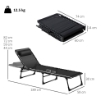 SET 2 LETTINI PRENDISOLE IN ACCIAIO CON SCHIENALE RECLINABILE, 189X58X30 CM, NERO