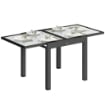 TAVOLO DA PRANZO ALLUNGABILE DA GIARDINO CON PIANO IN VETRO E ALLUMINIO, 80-160X80X75 CM, NERO E TRASPARENTE