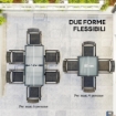 TAVOLO DA PRANZO ALLUNGABILE DA GIARDINO CON PIANO IN VETRO E ALLUMINIO, 80-160X80X75 CM, NERO E TRASPARENTE