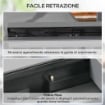 TAVOLO DA PRANZO ALLUNGABILE DA GIARDINO CON PIANO IN VETRO E ALLUMINIO, 80-160X80X75 CM, NERO E TRASPARENTE