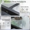 TAVOLO DA PRANZO ALLUNGABILE DA GIARDINO CON PIANO IN VETRO E ALLUMINIO, 80-160X80X75 CM, NERO E TRASPARENTE