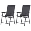SET 2 SEDIE DA GIARDINO PIEGHEVOLI CON BRACCIOLI IN METALLO E TEXTELINE, 58X64X94CM, NERO
