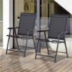 SET 2 SEDIE DA GIARDINO PIEGHEVOLI CON BRACCIOLI IN METALLO E TEXTELINE, 58X64X94CM, NERO