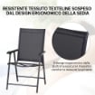 SET 2 SEDIE DA GIARDINO PIEGHEVOLI CON BRACCIOLI IN METALLO E TEXTELINE, 58X64X94CM, NERO