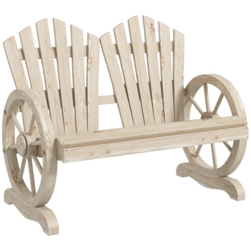 PANCHINA DA GIARDINO IN LEGNO STILE COUNTRY CON BRACCIOLI A RUOTA, 108X66X95CM, LEGNO NATURALE