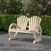 PANCHINA DA GIARDINO IN LEGNO STILE COUNTRY CON BRACCIOLI A RUOTA, 108X66X95CM, LEGNO NATURALE