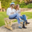 PANCHINA DA GIARDINO 2 POSTI A DOGHE CON GAMBE A RUOTA DI CARRO, IN LEGNO, 98X50X39.5 CM, COLOR LEGNO