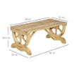 PANCHINA DA GIARDINO 2 POSTI A DOGHE CON GAMBE A RUOTA DI CARRO, IN LEGNO, 98X50X39.5 CM, COLOR LEGNO