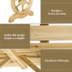 PANCHINA DA GIARDINO 2 POSTI A DOGHE CON GAMBE A RUOTA DI CARRO, IN LEGNO, 98X50X39.5 CM, COLOR LEGNO