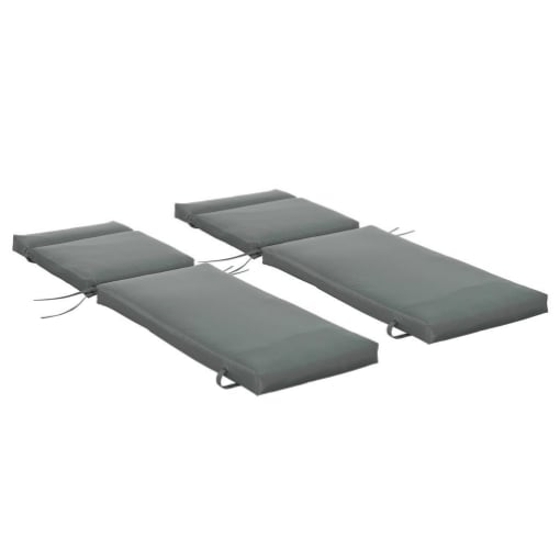SET 2 CUSCINI PER SDRAIO DA ESTERNO IMBOTTITI IN COTONE CON CINGHIE, 196X55X8 CM, GRIGIO SCURO