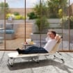 SDRAIO PIEGHEVOLE CON POGGIATESTA E SCHIENALE REGOLABILE IN ALLUMINIO, 60X165X76 CM, BEIGE