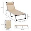SDRAIO PIEGHEVOLE CON POGGIATESTA E SCHIENALE REGOLABILE IN ALLUMINIO, 60X165X76 CM, BEIGE