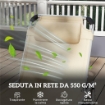 SDRAIO PIEGHEVOLE CON POGGIATESTA E SCHIENALE REGOLABILE IN ALLUMINIO, 60X165X76 CM, BEIGE