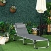 SDRAIO PIEGHEVOLE CON POGGIATESTA E SCHIENALE REGOLABILE IN ALLUMINIO 60X165X76CM GRIGIO