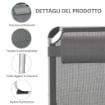 SDRAIO PIEGHEVOLE CON POGGIATESTA E SCHIENALE REGOLABILE IN ALLUMINIO 60X165X76CM GRIGIO