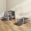 LETTIERA PER GATTI CHIUSA DA 80L CON VASSOIO ESTRAIBILE, IN ABS E ACCIAIO INOX, 63X43X43 CM, GRIGIO SCURO