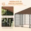 RECINTO PER CANI IN METALLO E TESSUTO OXFORD CON PORTICINA PER CIOTOLE, 211X141X151 CM, NERO E MARRONE