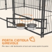 RECINTO PER CANI IN METALLO E TESSUTO OXFORD CON PORTICINA PER CIOTOLE, 211X141X151 CM, NERO E MARRONE
