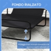 LETTINO PER CANI RIALZATO CON POGGIATESTA INTERNO ED ESTERNO, 106X81X33 CM, NERO