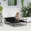 LETTINO PER CANI RIALZATO CON POGGIATESTA INTERNO ED ESTERNO, 106X81X33 CM, NERO