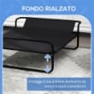 LETTINO PER CANI PICCOLI E MEDI RIALZATO CON POGGIATESTA DA ESTERNO, 91X69X29 CM, NERO