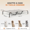 LETTINO PER CANI GRANDI RIALZATO DA ESTERNO IN ACCIAIO E RETE TRASPIRANTE, 152X94X23 CM, BEIGE