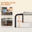 LETTINO PER CANI GRANDI RIALZATO DA ESTERNO IN ACCIAIO E RETE TRASPIRANTE, 152X94X23 CM, BEIGE