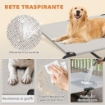 LETTINO PER CANI GRANDI RIALZATO DA ESTERNO IN ACCIAIO E RETE TRASPIRANTE, 152X94X23 CM, BEIGE