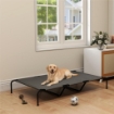 LETTINO PER CANI GRANDI RIALZATO DA ESTERNO IN ACCIAIO E RETE TRASPIRANTE, 152X94X23 CM, GRIGIO