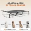 LETTINO PER CANI GRANDI RIALZATO DA ESTERNO IN ACCIAIO E RETE TRASPIRANTE, 152X94X23 CM, GRIGIO