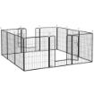 RECINTO PER CANI A 12 PANNELLI MODULABILI DA 80X100 CM, PIEGHEVOLE CON PORTA IN ACCIAIO E 12 PICCHETTI, GRIGIO