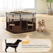 BOX PER ANIMALI CON 6 FINESTRE, 3 PORTE E 2 BORSE PORTAOGGETTI, POLIESTERE E ACCIAIO, 74X60X45 CM, MARRONE