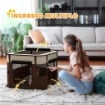 BOX PER ANIMALI CON 6 FINESTRE, 3 PORTE E 2 BORSE PORTAOGGETTI, POLIESTERE E ACCIAIO, 74X60X45 CM, MARRONE