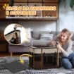 BOX PER ANIMALI CON 6 FINESTRE, 3 PORTE E 2 BORSE PORTAOGGETTI, POLIESTERE E ACCIAIO, 74X60X45 CM, MARRONE