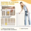 CANCELLINO DI SICUREZZA PER BAMBINI E ANIMALI, CHIUSURA AUTOMATICA E MONTAGGIO A PRESSIONE, 76-82X76 CM, BIANCO