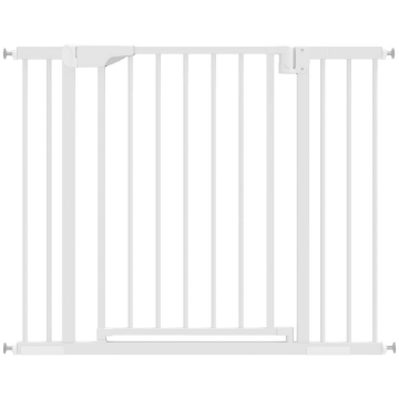 CANCELLINO DI SICUREZZA PER BAMBINI E ANIMALI, CHIUSURA AUTOMATICA E MONTAGGIO A PRESSIONE, 76-103X76 CM, BIANCO