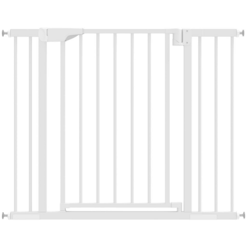 CANCELLINO DI SICUREZZA PER BAMBINI E ANIMALI, CHIUSURA AUTOMATICA E MONTAGGIO A PRESSIONE, 76-103X76 CM, BIANCO