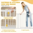 CANCELLINO DI SICUREZZA PER BAMBINI E ANIMALI, CHIUSURA AUTOMATICA E MONTAGGIO A PRESSIONE, 76-103X76 CM, BIANCO
