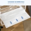 GABBIA PER UCCELLI DA INTERNI CON VASSOIO ESTRAIBILE, 4 RUOTE E TRESPOLO, 78X52X132 CM, BIANCO