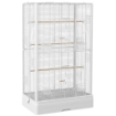 GABBIA PER UCCELLI CON VASSOIO ESTRAIBILE E POSATOI, VOLIERA PER PAPPAGALLI, 61X36.5X98 CM, BIANCO