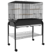 GABBIA PER UCCELLI DA INTERNO CON VASSOIO, RIPIANO E RUOTE CON FRENO, 85X49X119 CM, NERO