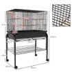 GABBIA PER UCCELLI DA INTERNO CON VASSOIO, RIPIANO E RUOTE CON FRENO, 85X49X119 CM, NERO